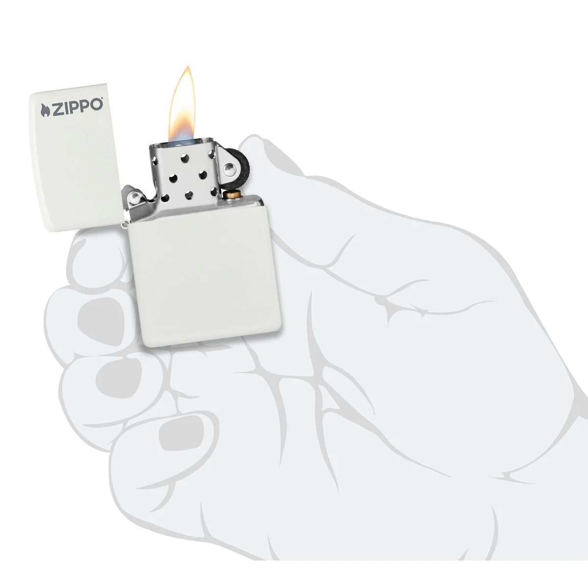 Zippo Lighter: Zippo Logo - White Matte 214ZL - Image 5